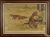 Oil on canvas winter landscape with a fox, signed M. Holleschofsky 1898, 23 1/2'' x 34''.