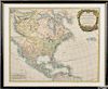Color engraved map of America, pub. 1783, by S. Robert, 19'' x 23 1/2''.