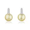 Diamond and South Sea Golden Pearl Earrings