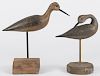 H. V. Shourd, two carved and painted shorebirds, 10 1/4'' h. and 12 1/4'' h.