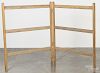 Painted pine folding quilt rack, 19th c., retaining an old mustard surface, 44 1/4'' h., 71 1/2'' w.