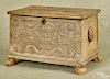 Pennsylvania carved poplar lock box, late 19th c., the lid inscribed Pro Re Rata, 8 1/4'' h.