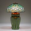 Grueby Pottery - Tiffany Studios Leaded Glass Lamp