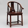 Chinese Stained Hardwood Horseshoe-Back Armchair