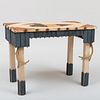 Rustic Painted Metal, Wood and Antler Table
