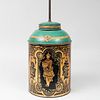 English Painted and Parcel-Gilt Tea Canister Mounted as a Lamp