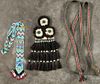 Native American woven headdress, together with a beaded sash and a woven sash.