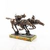 Art Deco Bronze Sculpture, Horseback Cowboy & Indian Battle
