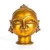 Antique Brass Temple Altar Ornament, Head Of Parvati