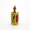 Chinese Vintage Brass Metal Snuff Bottle, Panthers