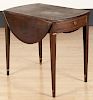 Hepplewhite mahogany Pembroke table, ca. 1800, 28 1/2'' h., 22'' w., 31 3/4'' d.