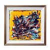 Framed Abstract Oil Painting On Board, Artist Signed
