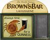Painted Guinness sign and chalkboard for Brown's Bar, 30'' x 37''.