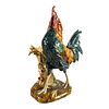 Fine Camorlea Faience Majolica Rooster With Vase