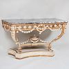 Louis XVI Style White Painted and Parcel-Gilt Console