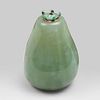 Gilt-Metal-Mounted and Enameled Bowenite Pear Form Gum Pot