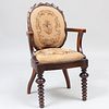Unusual Continental Carved Oak and Hardwood 'Alligator Snapping Turtleshell' Armchair 