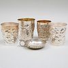 Two Continental Silver Flower RepoussÃ© Beakers and a French Silver Wine Taster