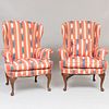 Pair of George II Style Mahogany Wing Chairs