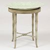 Celadon Porcelain Leaf Form Dish on Painted Faux Bamboo Stand