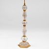 Continental Gilt-Metal-Mounted Etched Glass Lamp