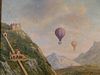 BALLOONS OVER ALPS OIL PAINTING 