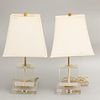 Mid century pair of cut glass lamps