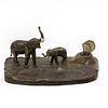 Early 20th Century Bronze Elephant Inkwell Desk Tray