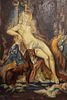 Rene Buthaud circa 1920's signed large oil painting on panel depicting a goddess and winged griffin