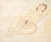 Raphael Soyer Reclining nude Pencil and watercolor on paper