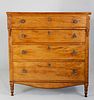 American Tiger Maple Sheraton Chest of Drawers, circa 1840