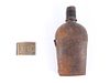 19th C. U.S. Cavalry Brass Buckle & Leather Flask