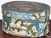Wallpaper covered bentwood hat box, 19th c.