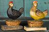 Pair of chicken in basket pipsqueak toys, 19th c.