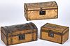 Three hide covered boxes, 19th c.