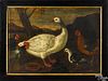 Old Master, oil of a goose, chickens and pigeons
