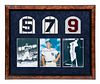 A Joe DiMaggio, Mickey Mantle, Ted Williams Signed Numbers Display,
12 1/2 x 15 1/2 inches