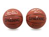 Two Larry Bird and Magic Johnson Signed Basketballs (Spalding),