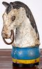 Painted cast iron horse head hitching post finial