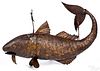 Large ferocious carp painted steel trade sign
