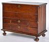 New England William and Mary pine mule chest