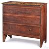 Stained New England pine mule chest, mid 18th c.