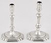Two English silver tapersticks 1730-1731