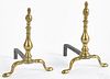Pair of miniature Chippendale brass andirons