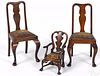 Pair of miniature Queen Anne side chairs, 19th c.