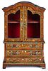 Miniature Dutch marquetry inlaid china cabinet