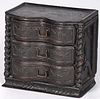 Miniature Continental carved pine chest of drawer