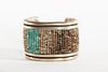 A Navajo Heishi and Turquoise Silver Cuff, ca. 1980-1990