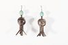 A Pair of Navajo Silver and Turquoise Squash Blossom Earrings