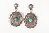 A Pair of Navajo Silver and Turquoise Earrings